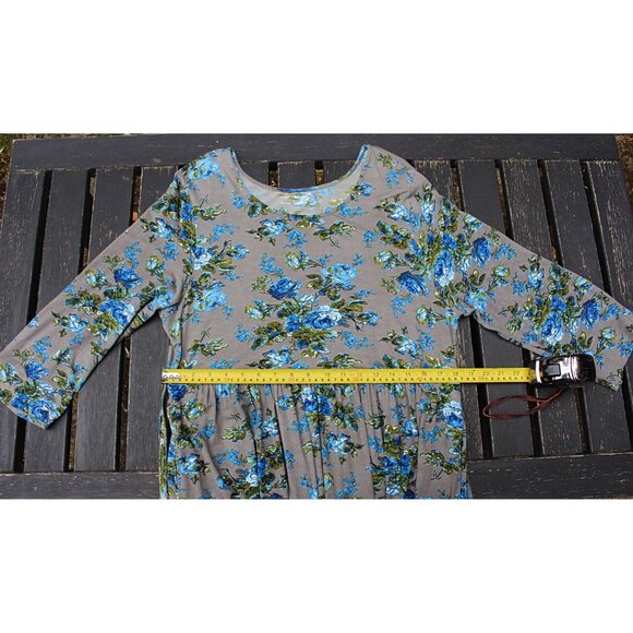 April Cornell - Women's Cottagecore Maxi Dress in Grey + Blue, Large, Stretchy - Picture 2 of 10